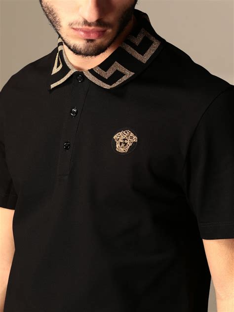 black versace collection polo|Versace men's polo shirt sale.